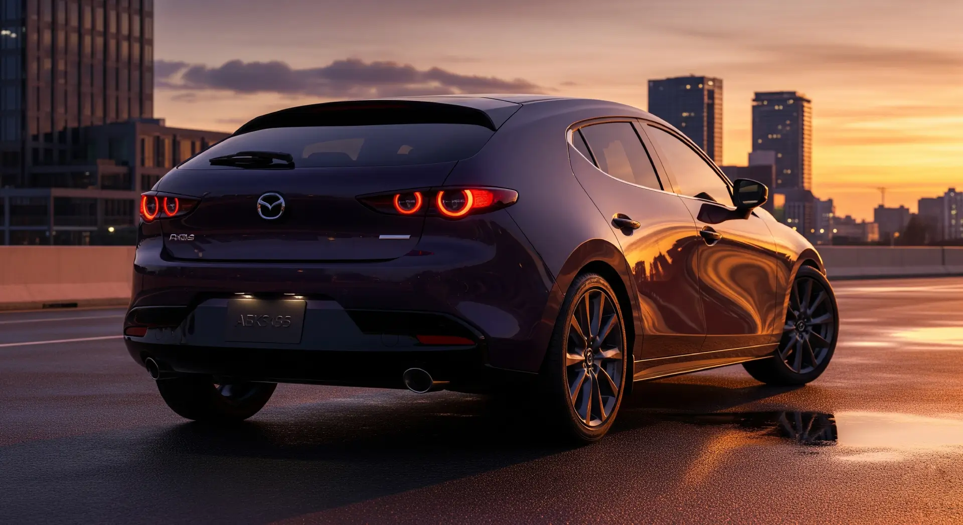 Rear view of the 2025 Mazda 3 highlighting sleek taillights and sporty bumper