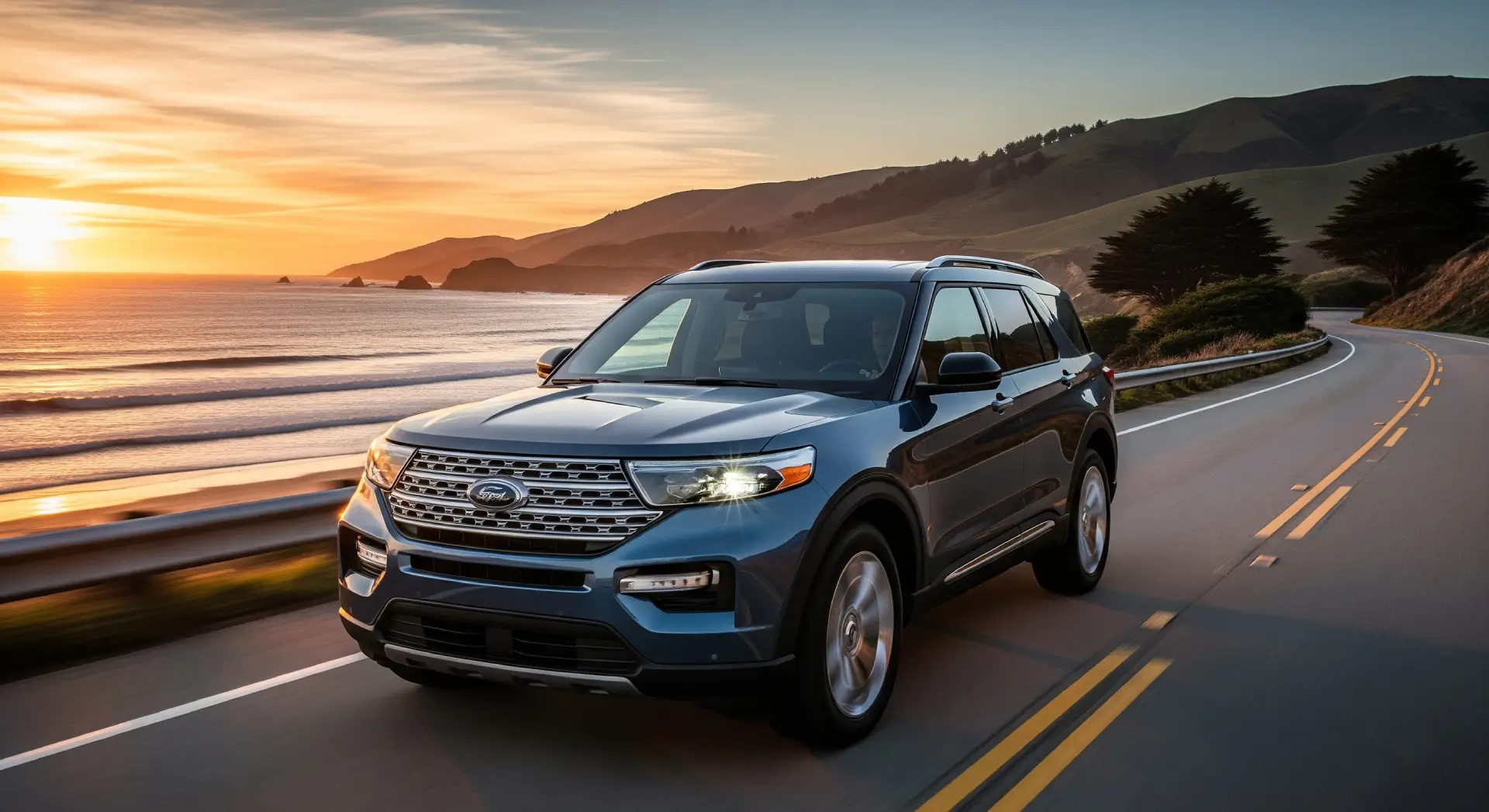 Modern Ford SUV on scenic highway