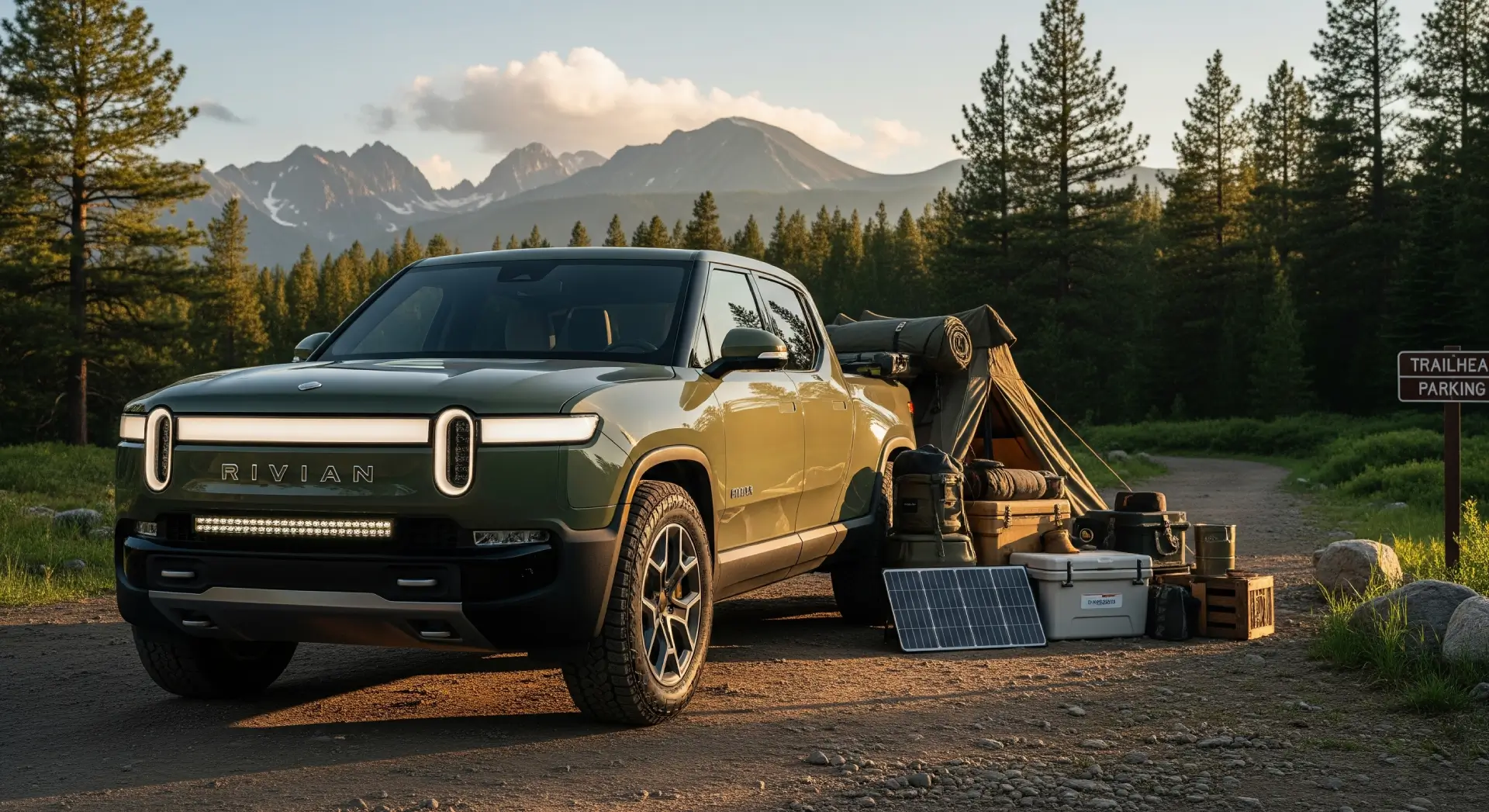 Rivian targets eco-conscious drivers with rugged, all-electric performance.