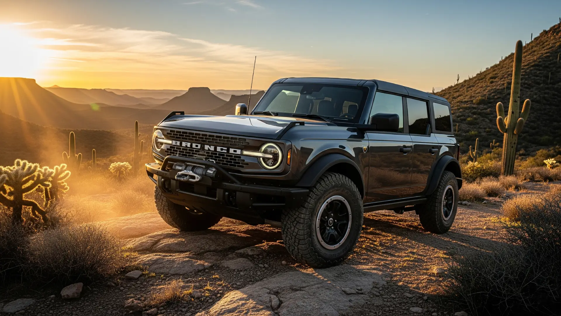 2025 Ford Bronco front view with bold grille design