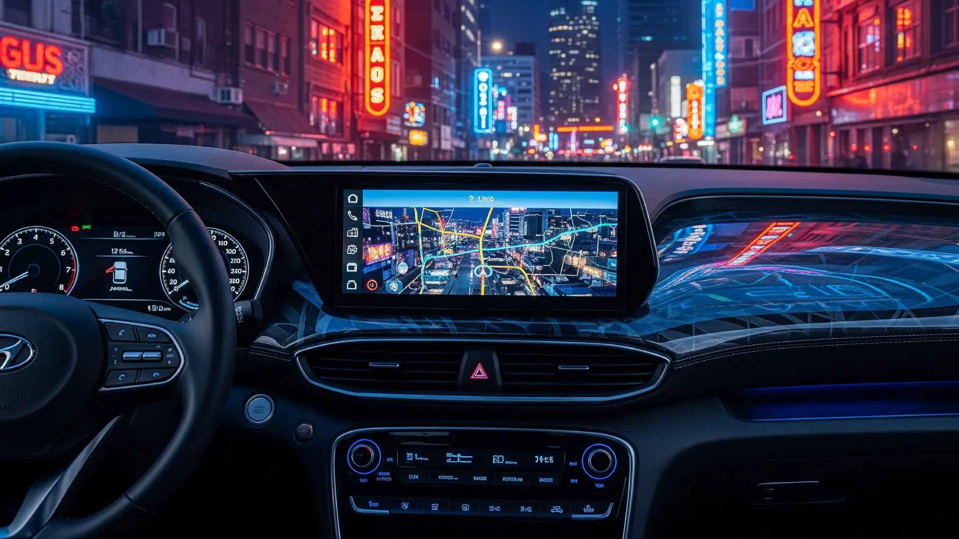 2025 Hyundai Santa Fe infotainment touchscreen and digital cluster