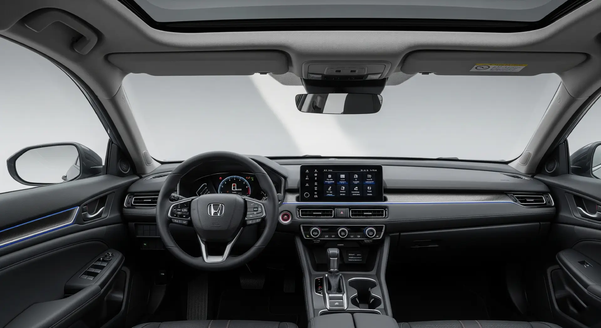 Interior of the 2025 Honda Civic featuring digital cockpit and premium materials.