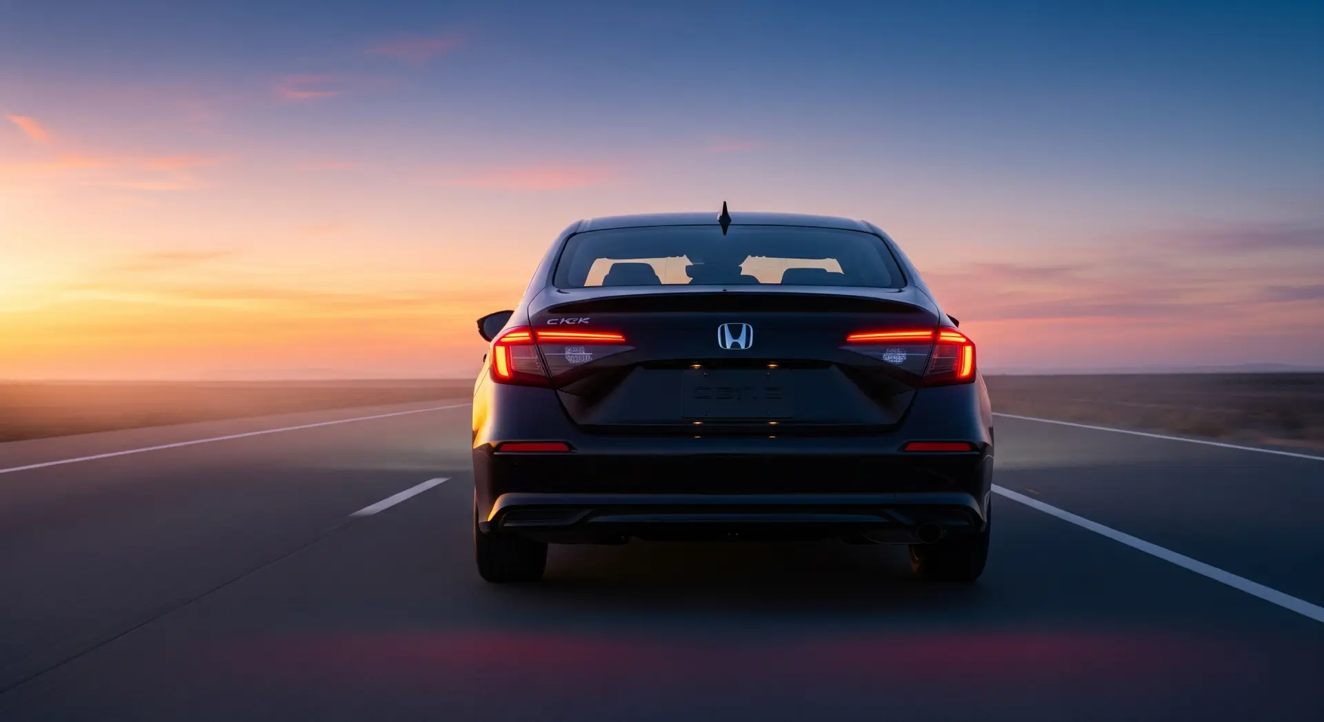 Rear view of the 2025 Honda Civic with signature LED taillights.