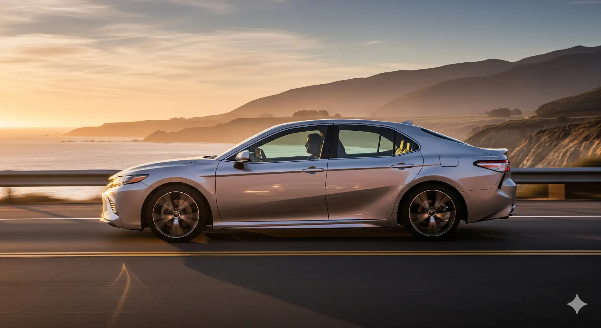 Side profile of the 2025 Toyota Camry emphasizing aerodynamic lines
