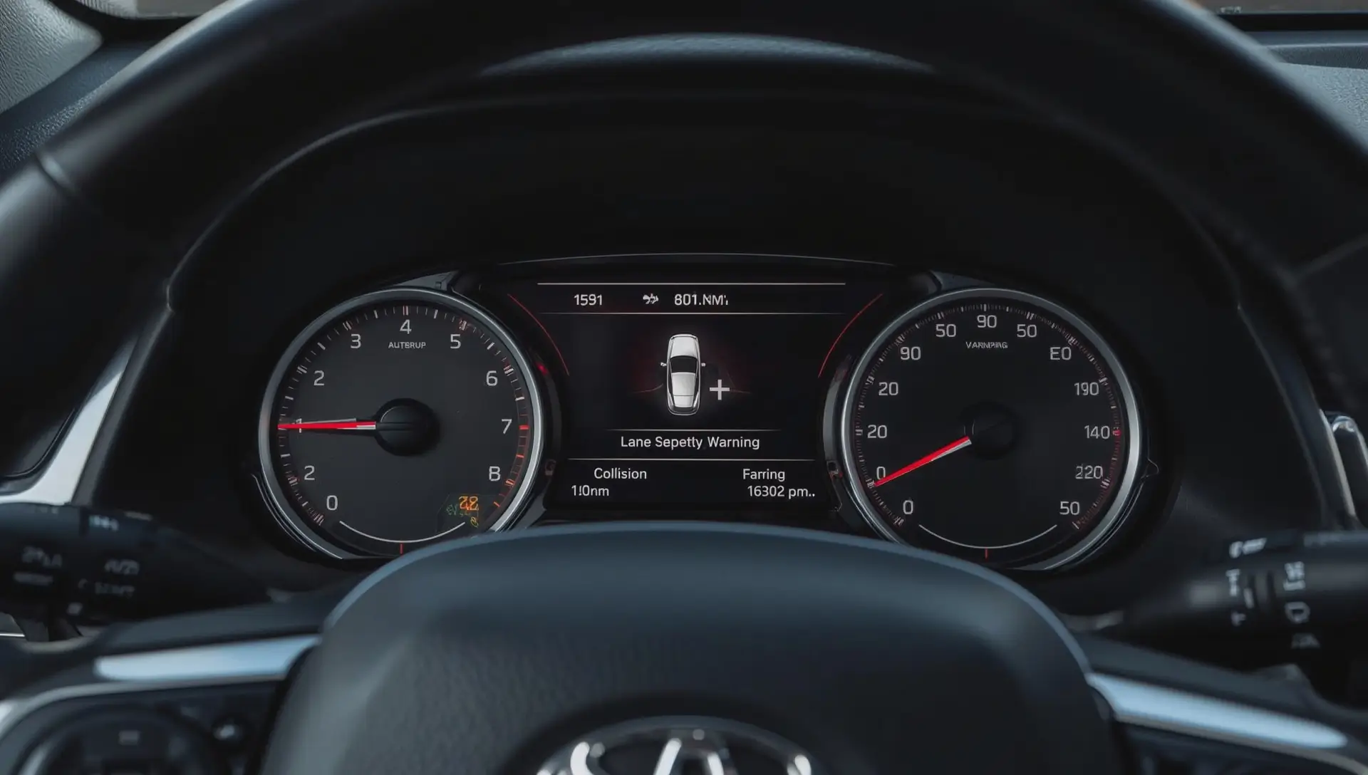 Toyota Safety Sense dashboard warning display inside the Camry.