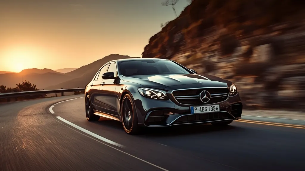 Dynamic shot of the Mercedes-AMG S63 4MATIC E Performance on a winding mountain road.