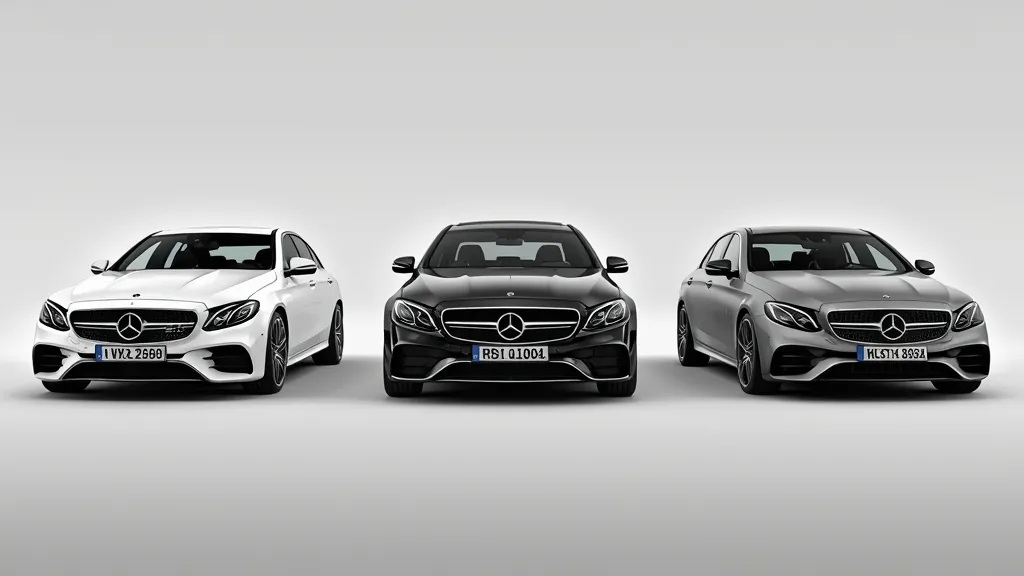 Generations of Mercedes-AMG E63 models, from W211 to W213, showing the historical evolution of the E63 AMG.