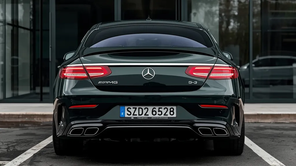 Mercedes-AMG S63 E Performance showcasing its aggressive rear design, quad exhausts, and diffuser.