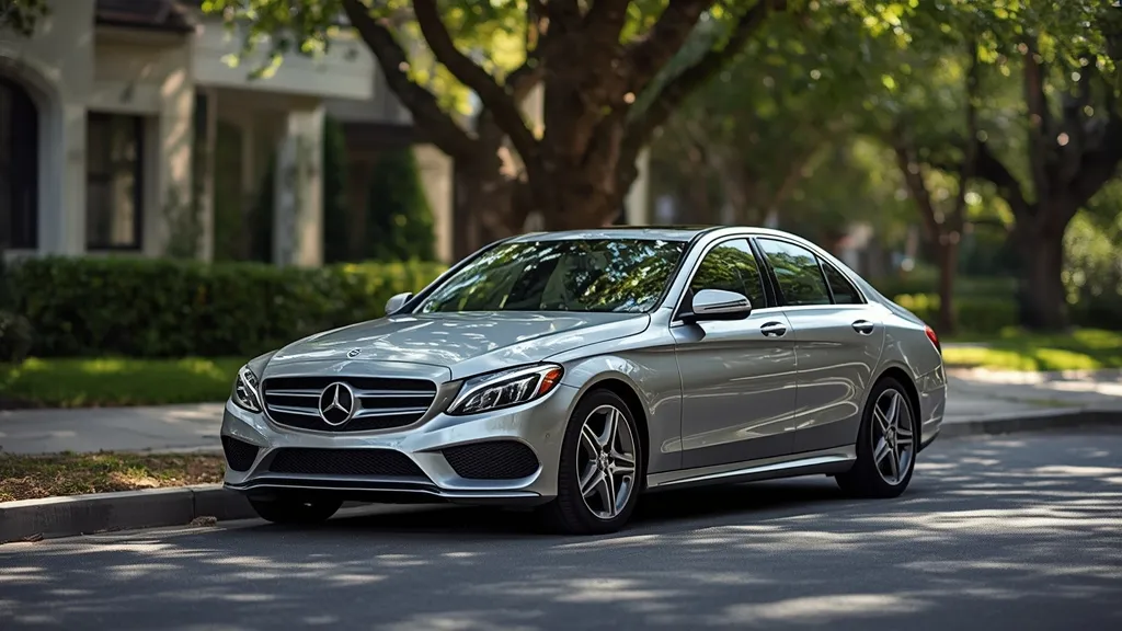 Mercedes-Benz C250 W204 sedan parked elegantly on a sunny street, showcasing its timeless design and luxury appeal.