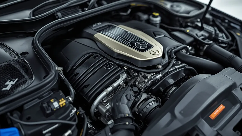 Mercedes-Benz E220D's OM654 2.0-liter turbodiesel engine, highlighting its advanced engineering.