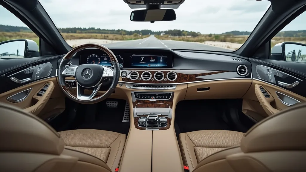 Luxurious interior of a Mercedes-Benz E250, featuring classic W212 E-Class design and comfort.