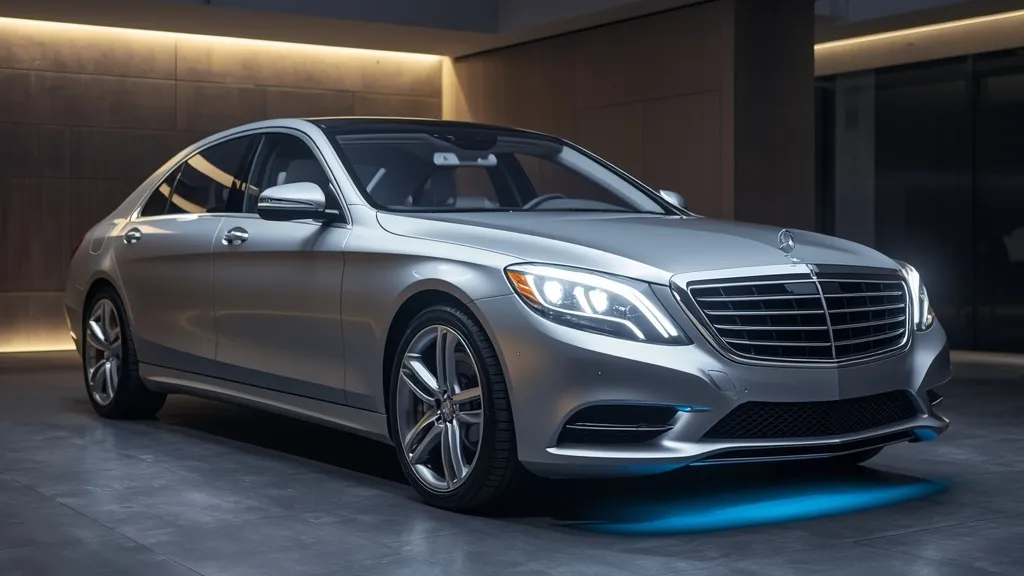 A pristine silver 2010 Mercedes-Benz S400 Hybrid W221 sedan, showcasing its pioneering mild-hybrid technology.