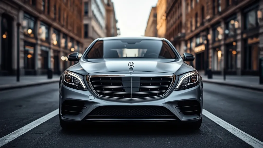 Elegant Mercedes-Benz S450 sedan showcasing its sleek exterior design and premium presence on a city street.