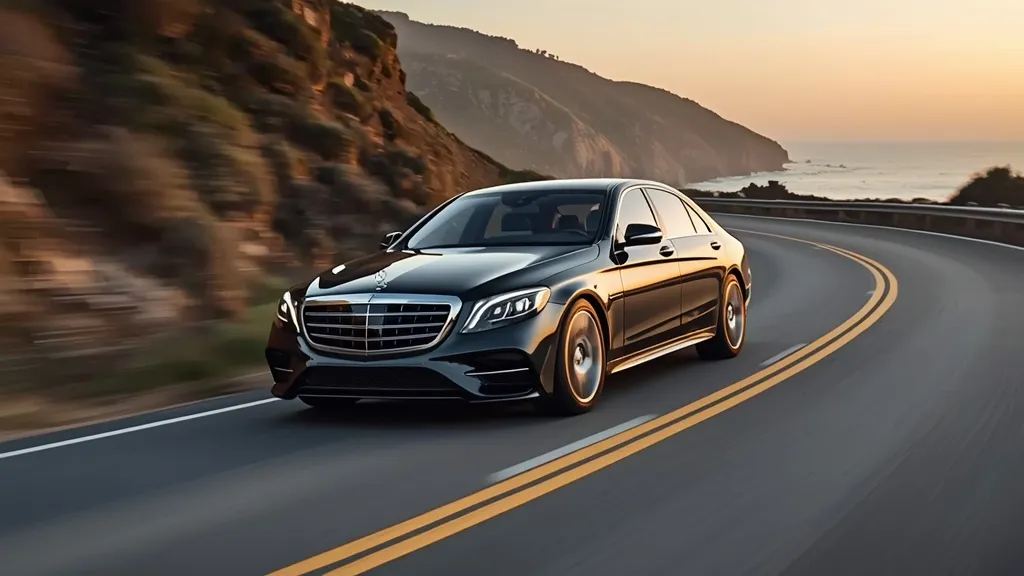 Mercedes-Benz S450 gracefully cruising on a scenic highway, demonstrating smooth performance and refined driving dynamics.