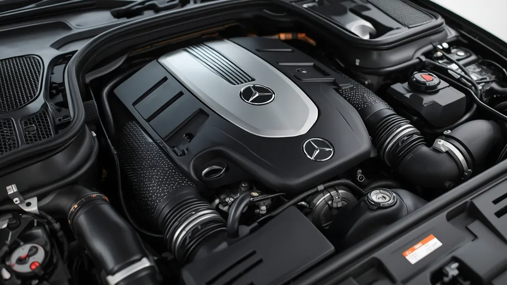 Mercedes-Benz S500 mild-hybrid 3.0L inline-six engine, showcasing EQ Boost technology in the engine bay.