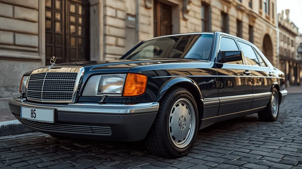 Iconic W140 Mercedes-Benz S600 parked elegantly, showcasing its imposing classic luxury and robust design.