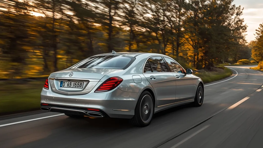 Mercedes-Benz W220 S600 driving on a winding road, illustrating its sleek design and luxury sedan performance.