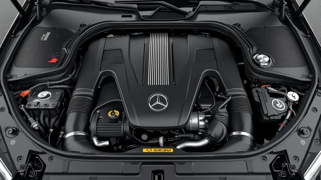 Mercedes C-Class W205 engine bay, showing the M274 engine for reliability and maintenance discussion.