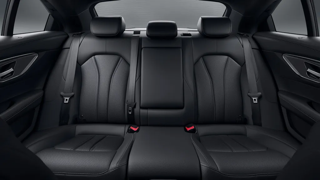Mercedes C-Class W206 rear passenger view, highlighting legroom and premium seating for comfort.