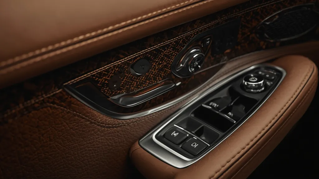 Close-up of ARTICO leather interior C-Class details and elegant trim in the Mercedes C200 Avantgarde cabin.