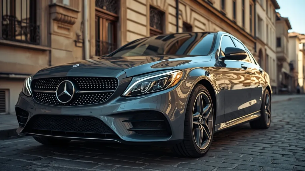 Elegant Mercedes C200 W205 exterior showcasing its S-Class inspired design and LED lighting.