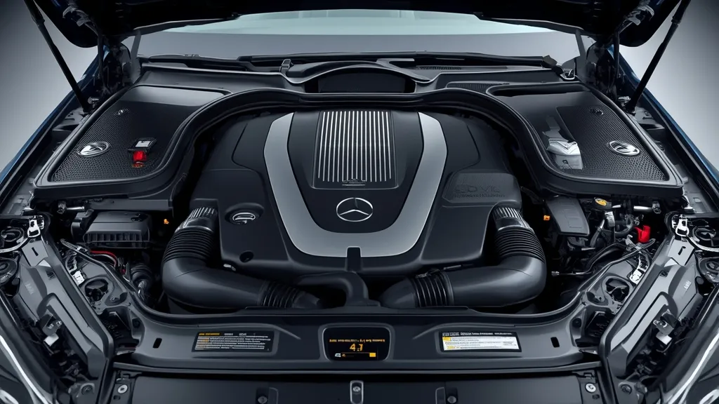 Detailed view of the Mercedes C300 2024's 2.0L turbocharged mild-hybrid engine performance with EQ Boost technology.