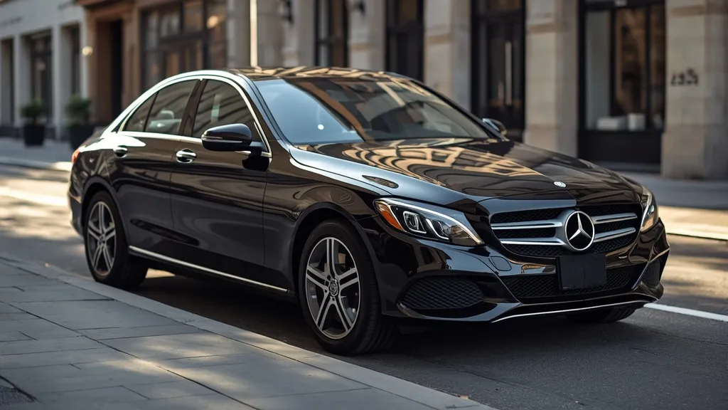 Mercedes C300 W204 sedan parked elegantly on a city street, showcasing its timeless design.