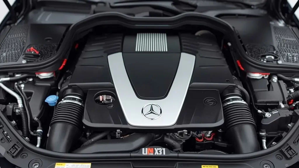 Mercedes M272 V6 engine bay, showing components related to balance shaft or oil leaks.