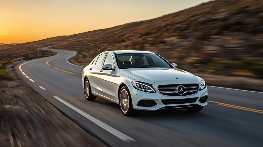 Mercedes C300 W204 driving on an open road, embodying performance and comfort.