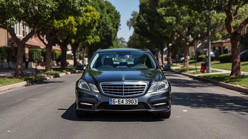A well-maintained used Mercedes E-Class sedan parked on a suburban street, showcasing its enduring appeal.