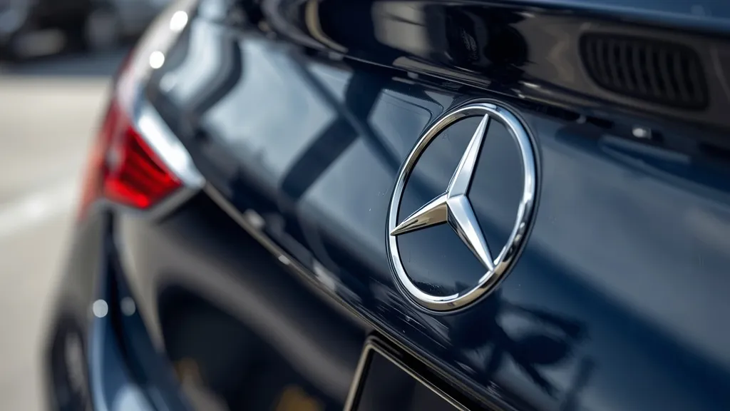 Mercedes-Benz certified pre-owned (CPO) E-Class badge prominently displayed on a vehicle, symbolizing assurance.