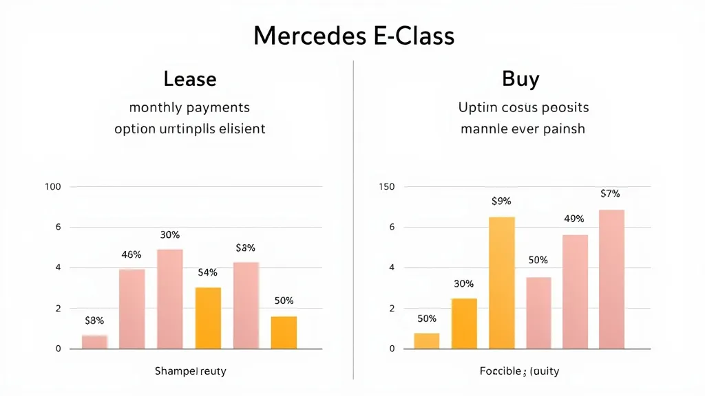 Detailed infographic comparing the financial aspects of Mercedes E-Class lease vs. purchase.