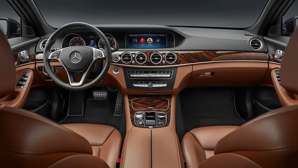 W212 Mercedes E250 Sedan facelift interior, highlighting luxury features and driver cockpit.