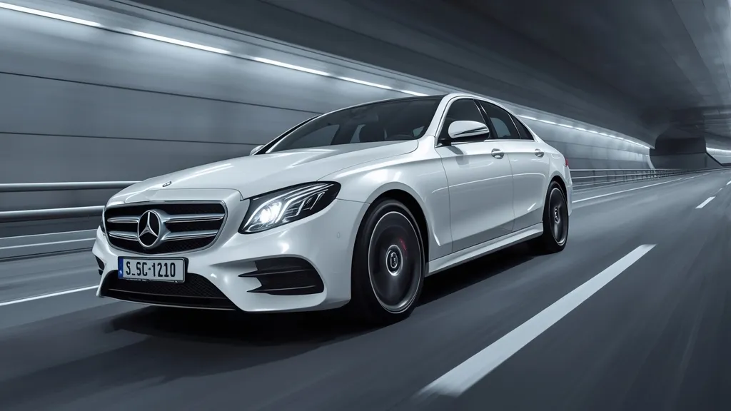Modern Mercedes E250 Sedan W213 exterior, showcasing sleek design and advanced lighting.