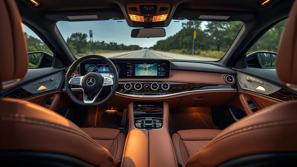 Mercedes E350 2024 interior showcasing the MBUX Superscreen with vibrant digital displays and luxurious cabin materials.