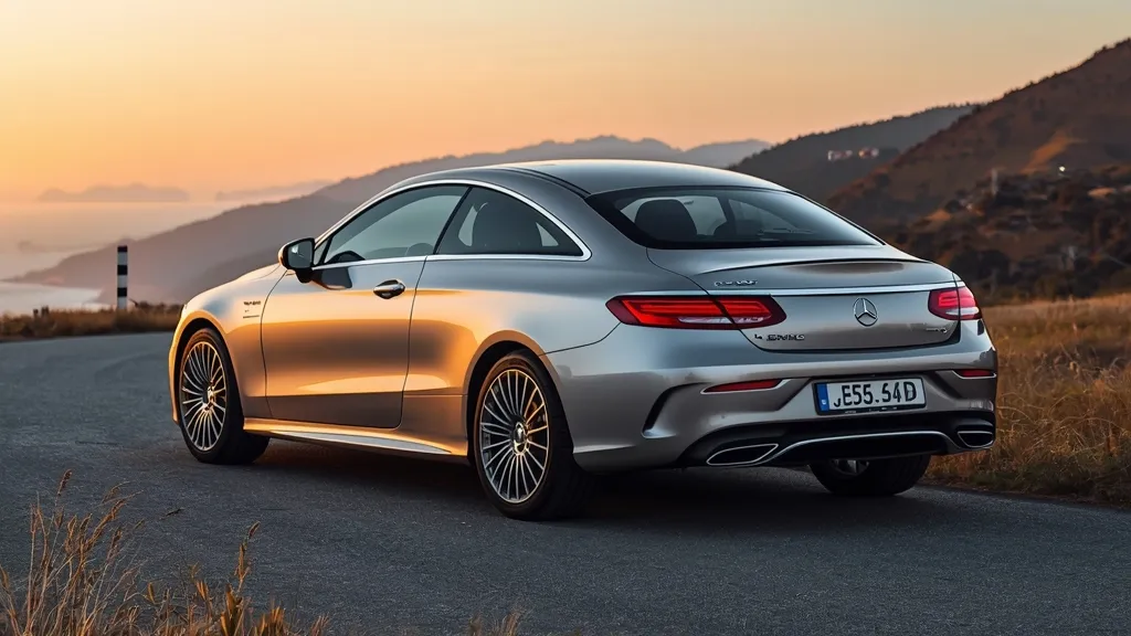 Elegant C238 Mercedes E400 Coupe with pillarless design, showcasing its sleek profile and luxury grand tourer appeal.