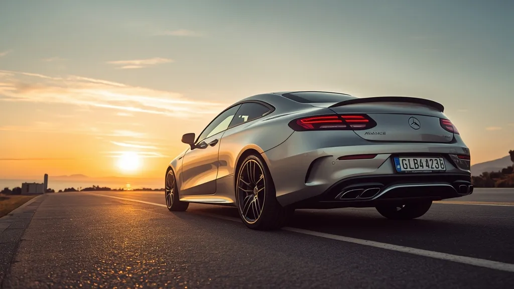 Mercedes E53 Coupe elegant profile, showcasing its sleek lines and AMG styling.