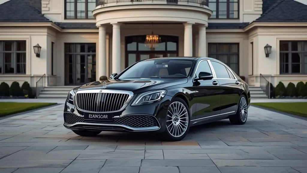 Distinctive Mercedes-Maybach S-Class exterior with two-tone paint, unique grille, and chrome accents on a grand driveway.