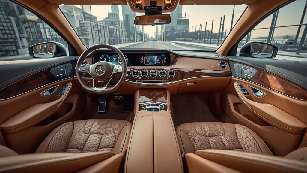 Luxurious interior of a Mercedes S400 Hybrid (W221), emphasizing comfort and high-quality materials.