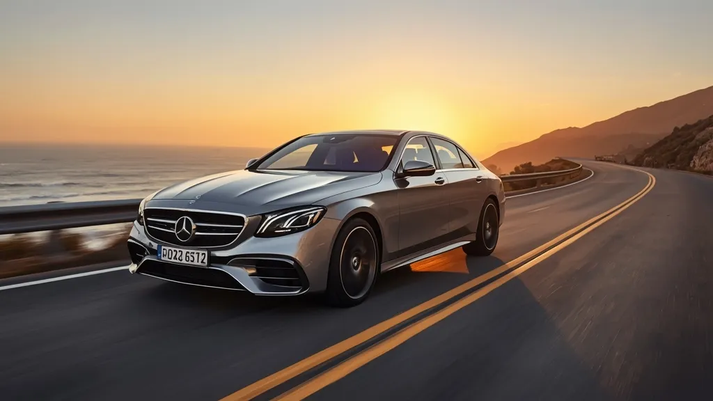 Modern Mercedes S500 4MATIC cruising on a scenic highway, showcasing its elegant design and powerful stance.