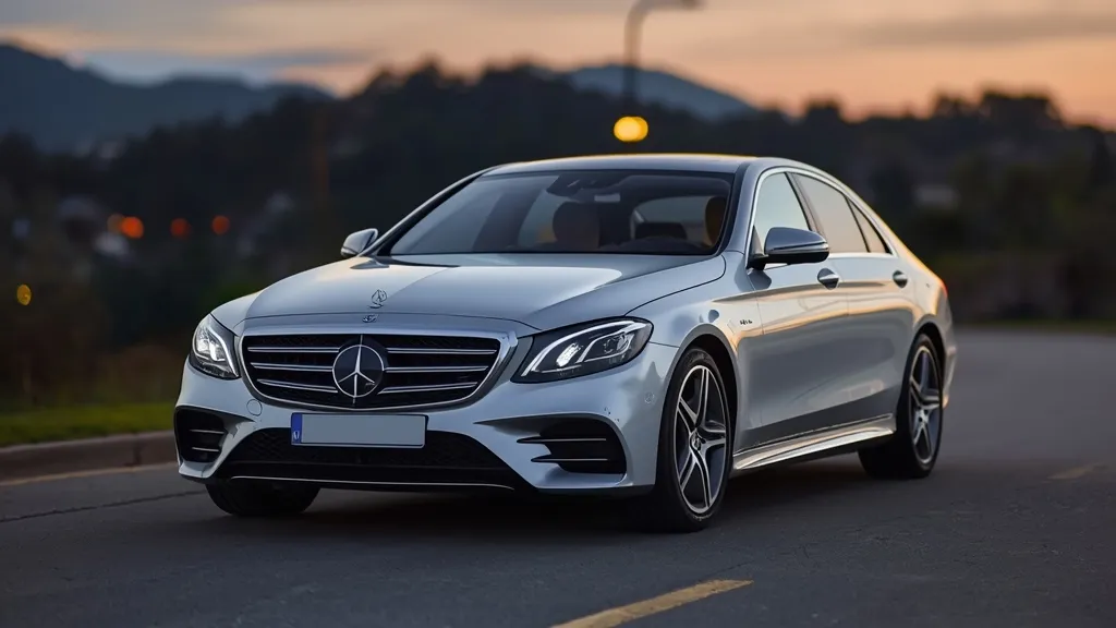 Elegant Mercedes S560 4MATIC sedan with updated W222 facelift design parked luxuriously at dusk.