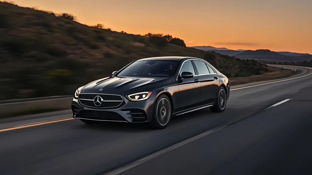 Dynamic shot of the 2024 Mercedes S580 in motion, showcasing its elegant design and luxury presence.