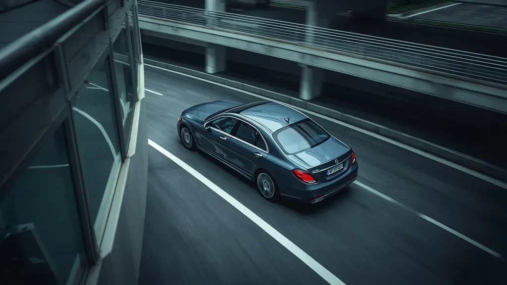 Mercedes S580 4MATIC demonstrating tight maneuverability with its innovative rear-axle steering system.