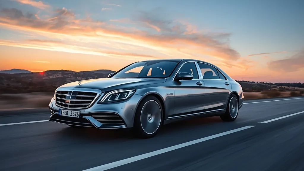Sleek Mercedes-Maybach S680 gracefully driving on a scenic highway, representing future luxury.