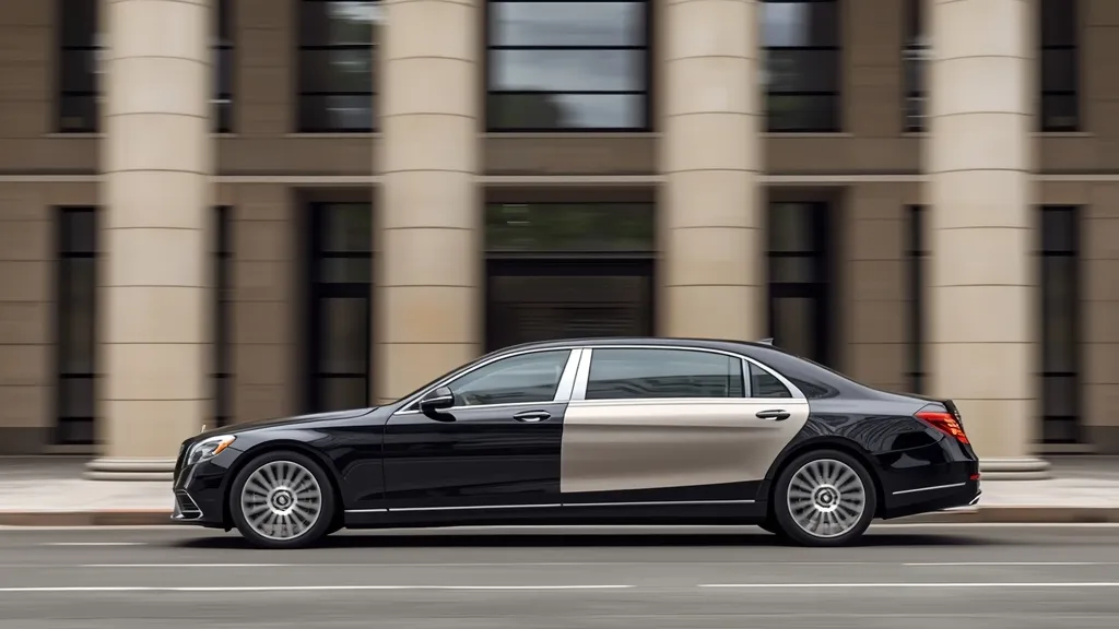 Elegant Mercedes-Maybach S680 V12 being chauffeured, representing the pinnacle of modern V12 luxury.