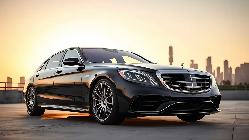 Sleek black W222 Mercedes S65 V12 exterior, showcasing its subtle AMG styling and luxury.