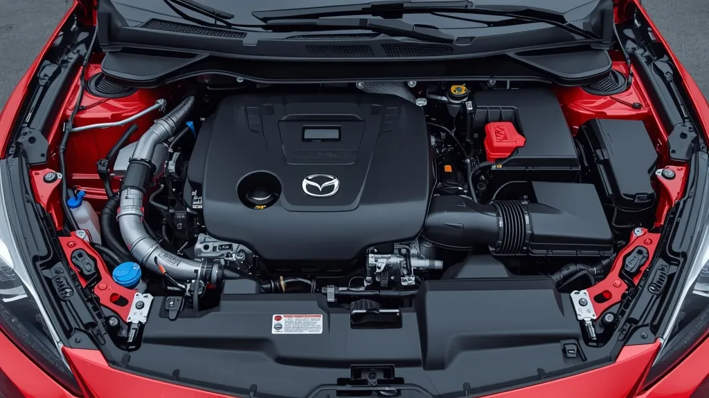 2012 Mazda 3 Skyactiv-G engine bay showcasing efficient technology and clean design.