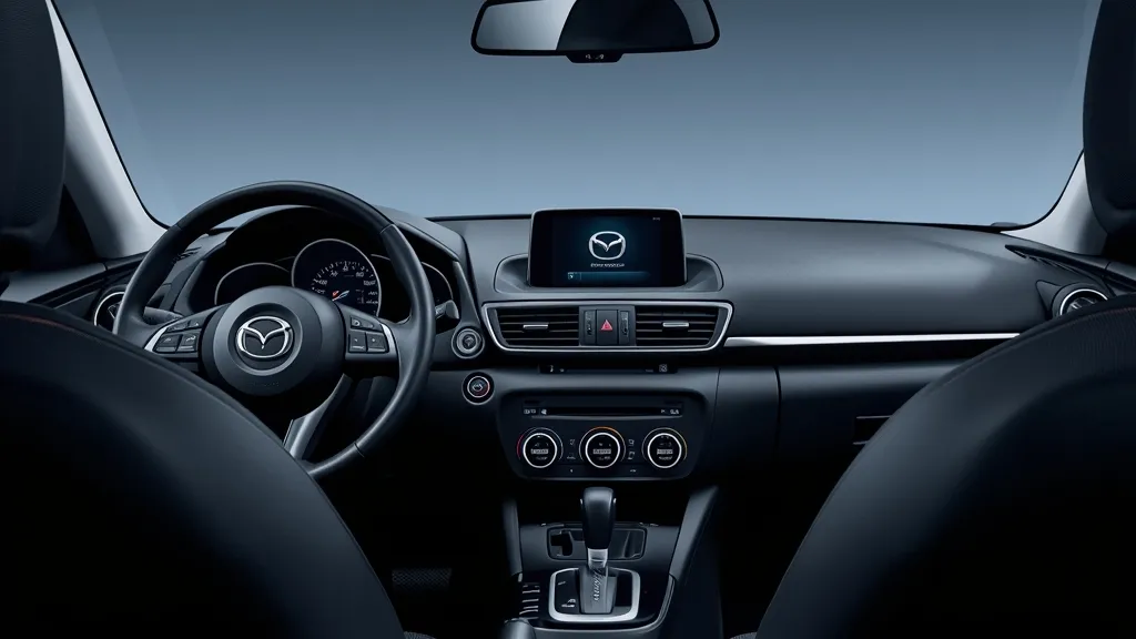 Interior dashboard of a 2013 Mazda 3, showing the driver-focused cockpit and functional layout.