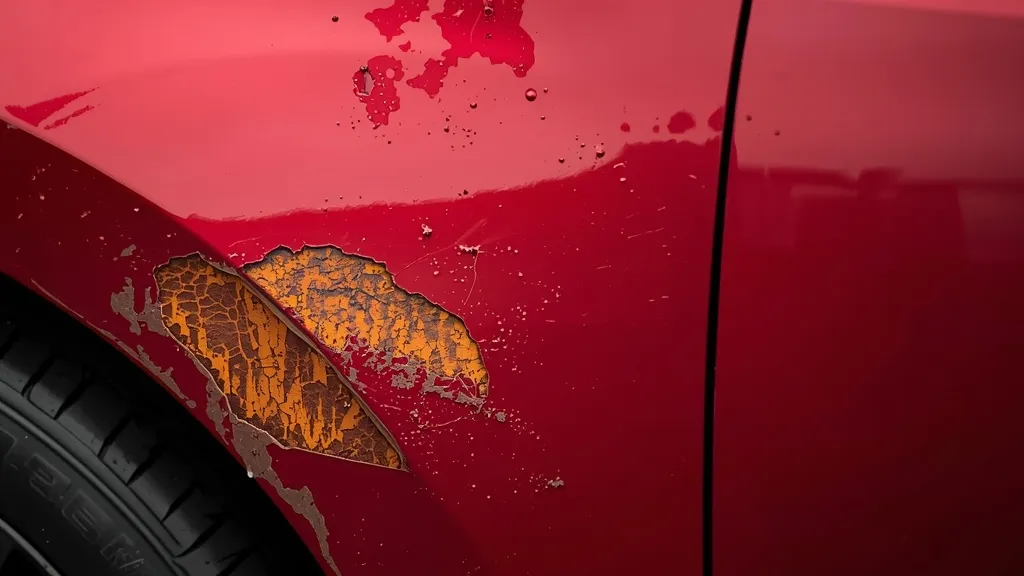 Close-up of a 2013 Mazda 3 rear wheel arch showing early signs of rust, a common issue.