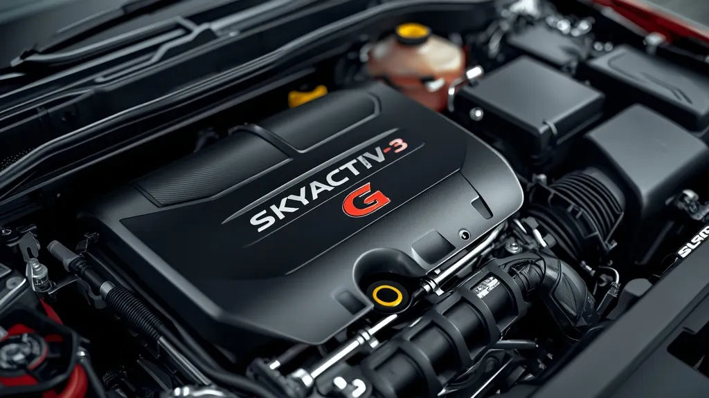 Close-up of the 2015 Mazda 3 Skyactiv-G engine, illustrating its advanced technology and efficient design.